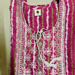 Pink Thread Work Kurti