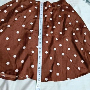 SERA Women Brown Polka Dot Printed Flared Skirt