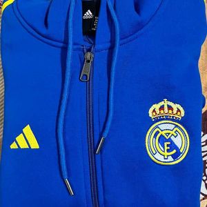 ADIDAS REAL MADRID BLUE ZIPPER HOODIE SIZE M