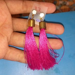 Pink Thread Earring