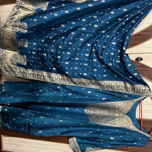 Blue Banarasi Seroski Work Suit