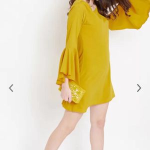 Berrylush Mustard yellow fit and flare dress