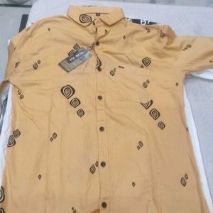 Men's Stylish Mustard Casual Shirt with Unique Spi