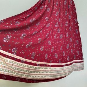 Deep Red Lehnga Choli With Soft Flowy Material