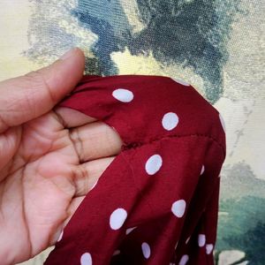 Maroon Polkadot Dress