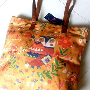 Avaasa Owl 🦉 Printed Orenge Tote Bag Party Wear