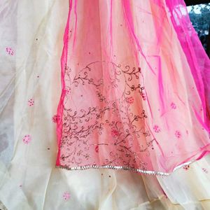 Rose Pink Organza Wedding Lehenga