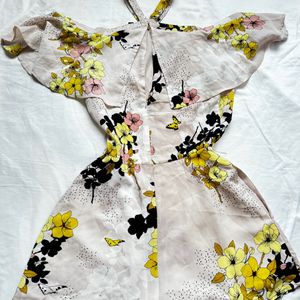 GUESS Floral Cold Shoulder Romper