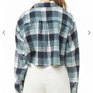 Cropped Checkered Oversized Shirt