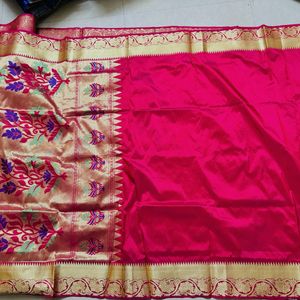 new paithani banarsi saree with blouse piece