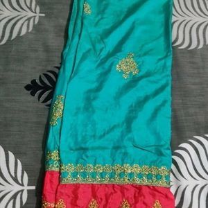 Elegant Turquoise and Pink Saree