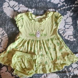 Pista Green Frock Set For 3 To 9 Months