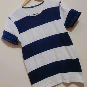 Navy Blue & White T-shirt For Boy & Men 36 Chest