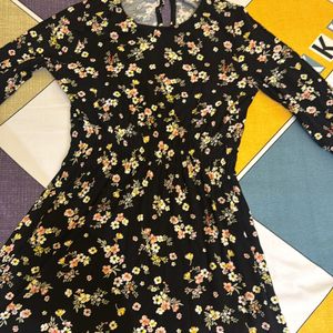 Black Floral Print Dress