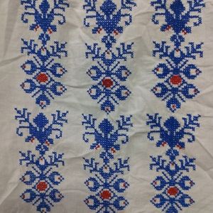 White Colored Top With Blue Embroidery Design, Pur