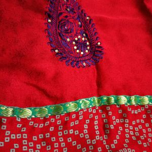 Red Chiffon Saree