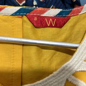 Yellow kurta with white thread work 💛