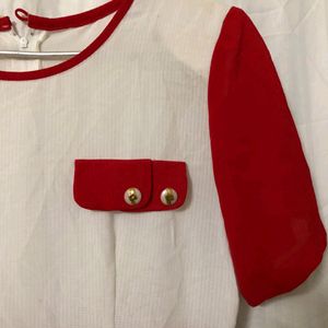 Red & White Short Sleeve Dress