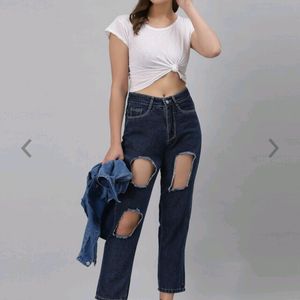 Sale Branded Denim Blue Distressed High Rise