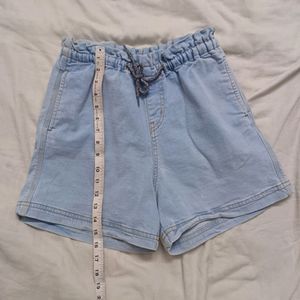 High Waist Elastic Denim Shorts