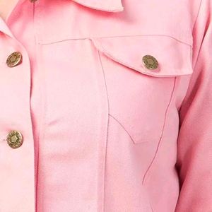 Cute Baby Pink Color Jacket For Women