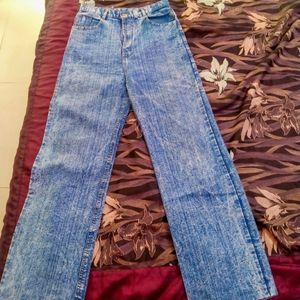 Faded Wide Leg Blue Jeans