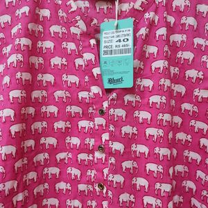 Light Weight Cotton Cambric Elephant Print Kurta