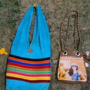 Pack 2 Zip 9 Denim Jhola & Long Chain Sling Bags