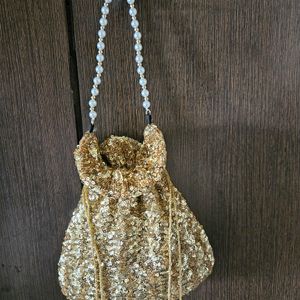 Gold Sequins Embroidered Potli Bag