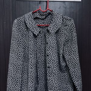 Black Flower Print Shirt For Women