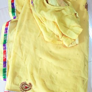 Light Yellow Colour  Saree