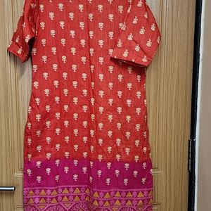 Orange A Line Kurti