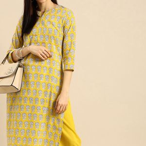 Yellow Kurta With Beautiful Designed And Palazzo