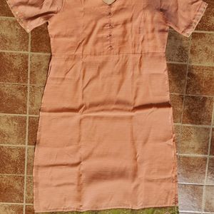 Peach Coloured High Slit Kurta