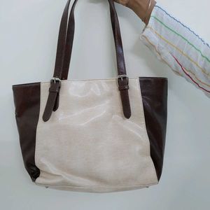 Glamazon Leather Woman's Printed Tote Bag(Beige).