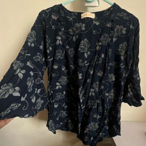 Women Cotton Ruffled Sleeve Top