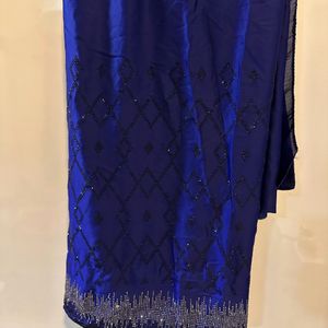 Navy Blue Heavy Saree With Blouse