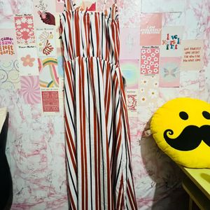 striped sleeveless gown