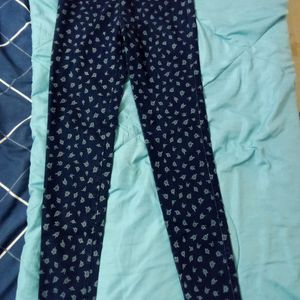 Super Soft Jean Cloth Skinny Floral Print Pant