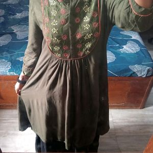 Olive Green Kurta for College/Daily Wear