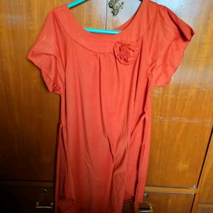 Rust Orange Colour Polycrepe Top