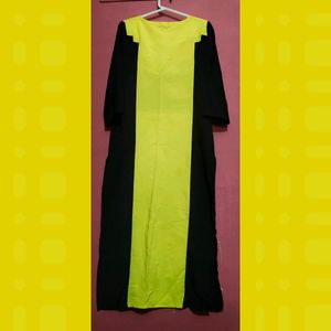 W Yellow-Black Straight Kurta(S)