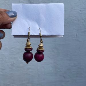 Maroon Golden Earrings