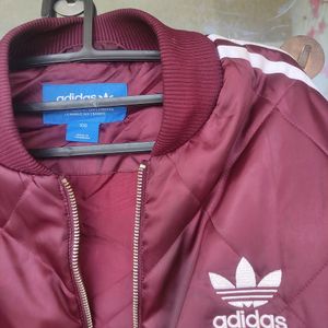 ADIDAS ORIGINALS MAROON BOMBER JACKET