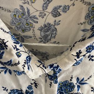 White Floral Women Shirt