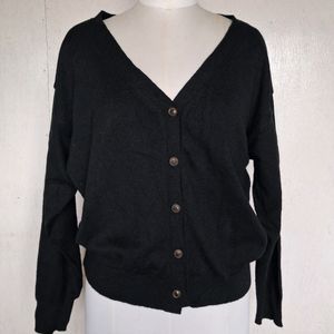 V Neck Button Cardigan With Bow In Back