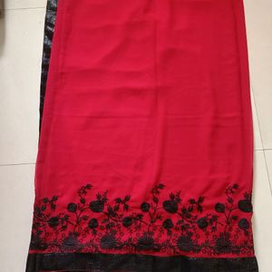 Beautiful Party Wear Red Saree .