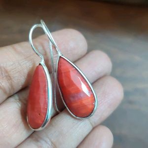 Coral Colored Brass Earrings With 925 Plating