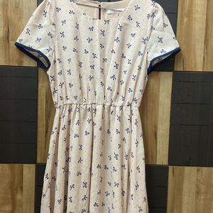 Blue Bows Printed One Piece Dress