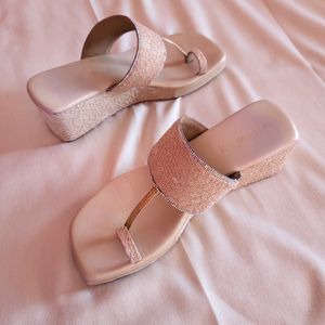 Mochi Gold Toned Greige Party Heels/ EUR_38